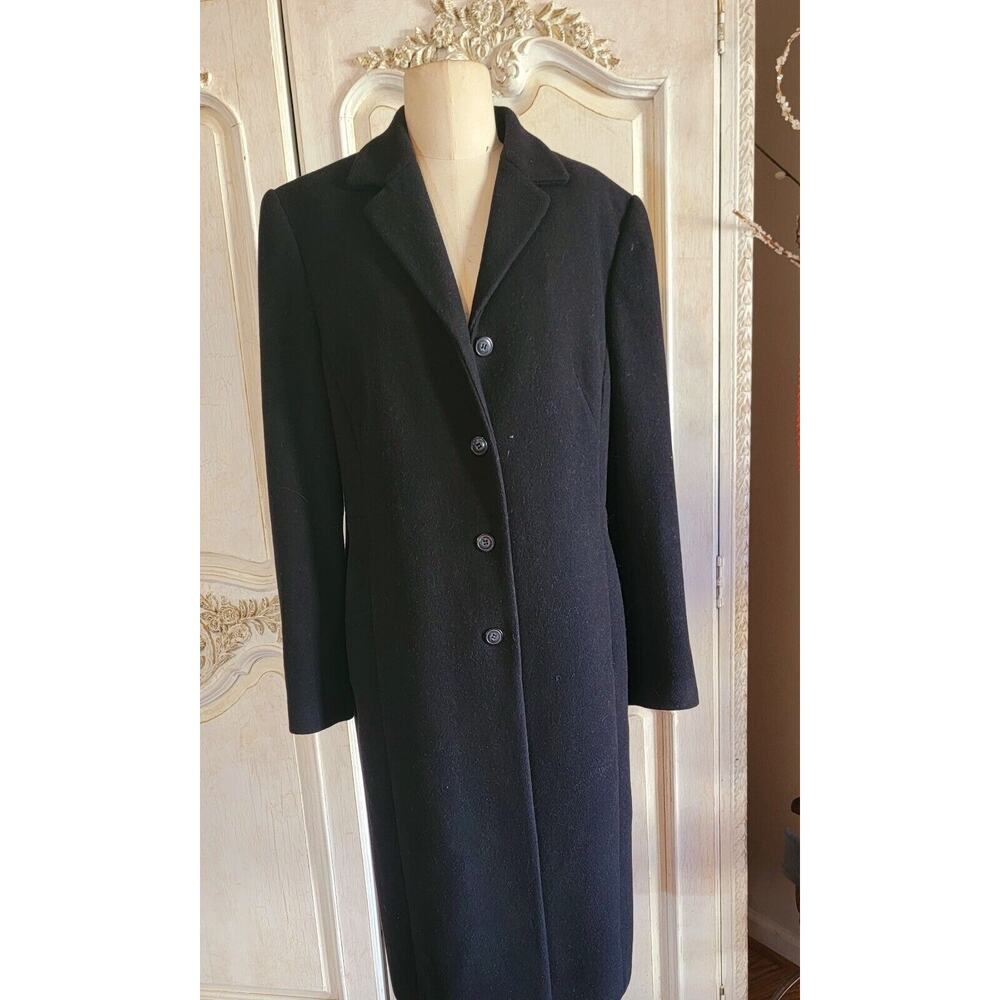 Vintage Murano Wool blend  Long Coat Women's Size 12 Black Button - Picture 14 of 15